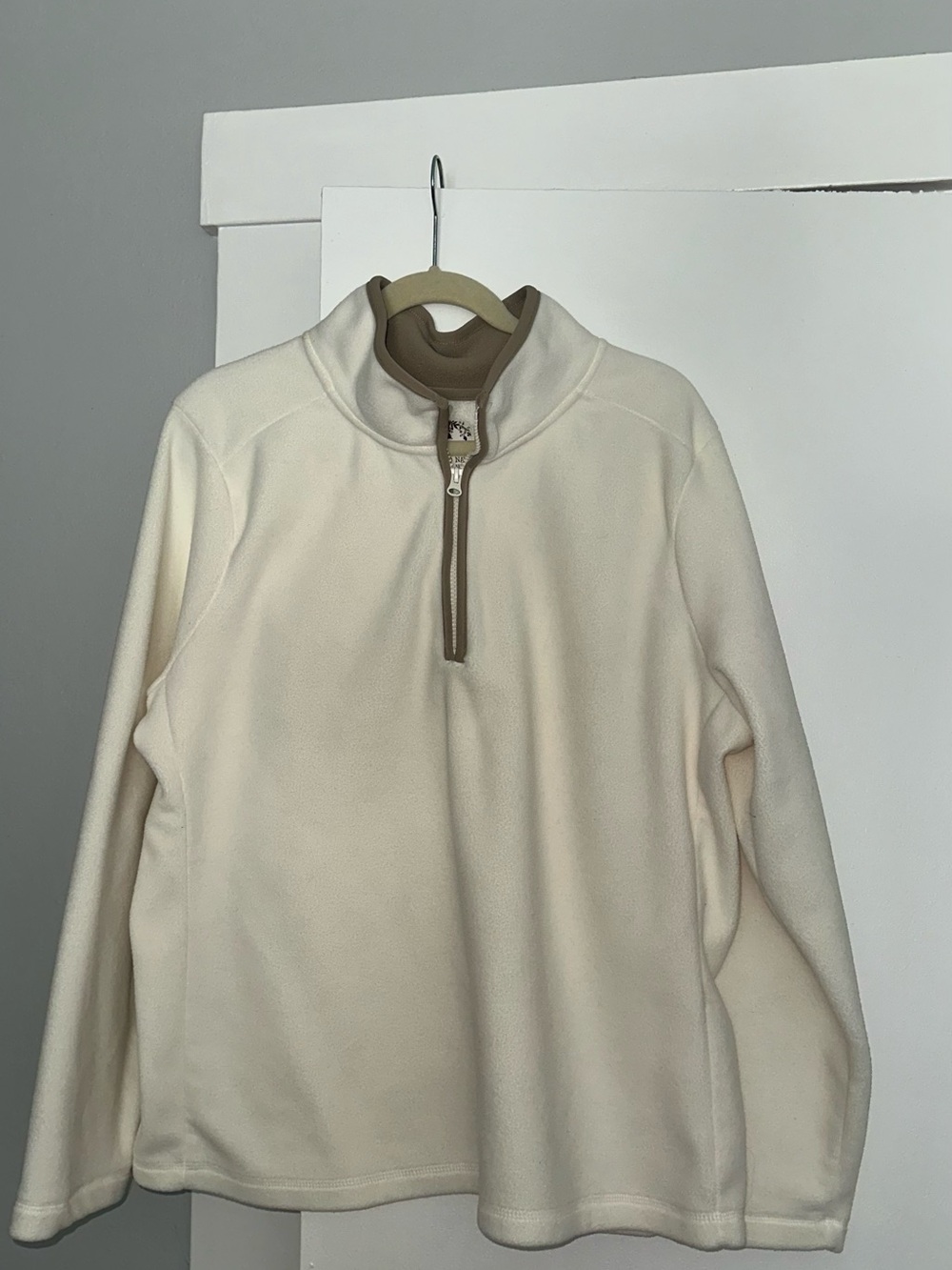 Old Navy Cream Half-Zip Fleece Pullover with Tan Trim